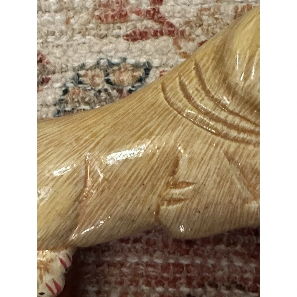 Hand Carved Dog Handle, Walking Stick 34 Inch Twist Shaft + Folk Art Cane Money